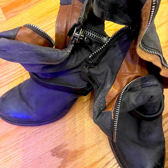 A.S. 98 Women’s Black dark brown Leather Ankle Boots with Zipper Detail size 5.5 - Picture 7 of 16